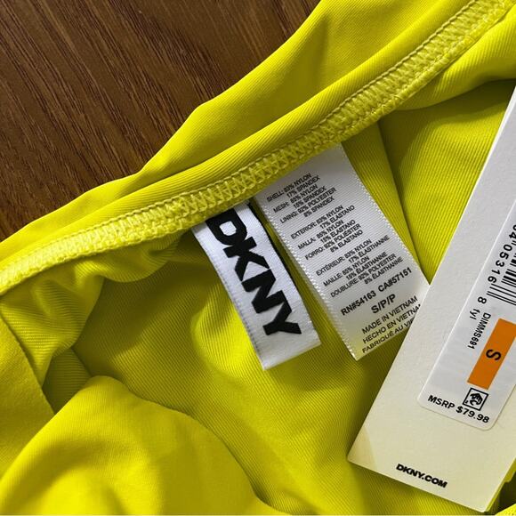 DKNY Ruffle Plunge Underwire Tummy Control One Piece swimsuit yellow - S - Picture 11 of 12